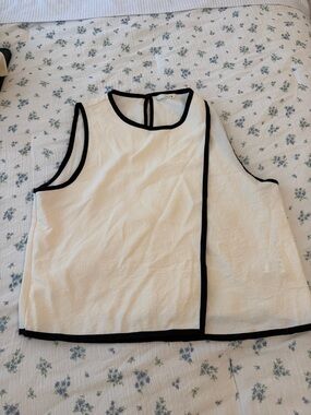 Zara Cream Tank Top with Black Contrast Trim